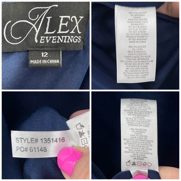 Alex Evenings Jeweled Cuff Column Gown in Cobalt Size 12 - Picture 14 of 14